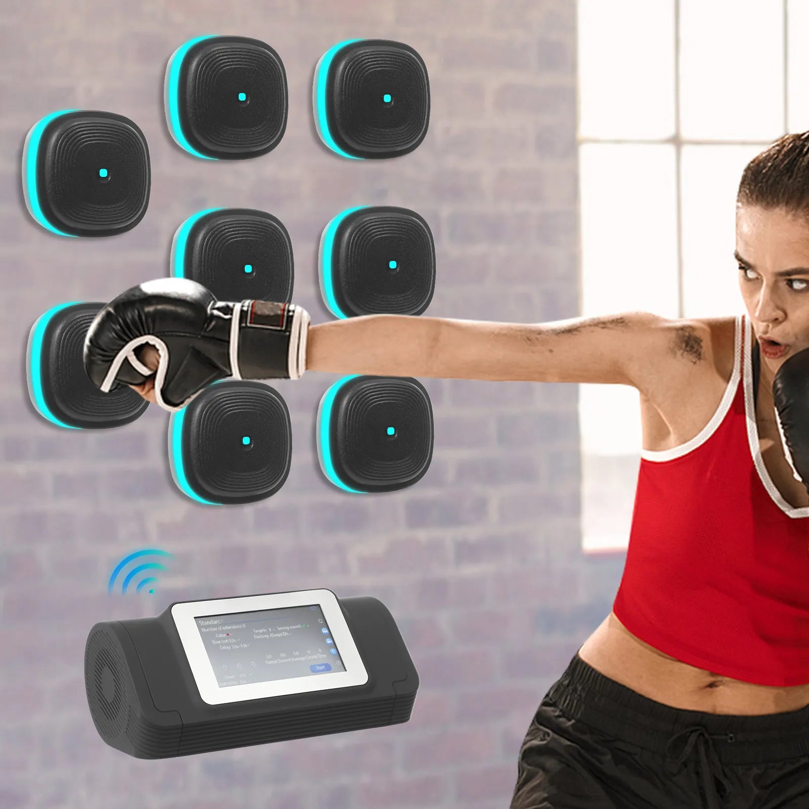 6/8 Music Boxing Machine Split Target Fitness Equipment Bluetooth Wall Target Sandbag Agility Reaction Training for Home
