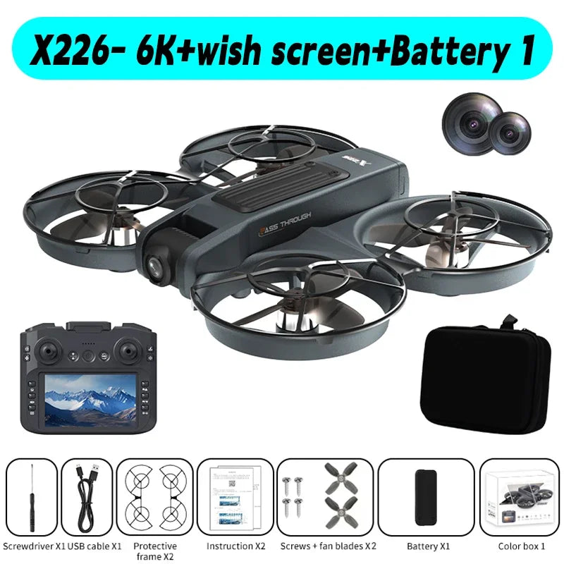X226/X226VR Mini Drone 4K Professional Remote Control Helicopter Plane RC Dron with Screen Quadcopter Toy Gift for Kids