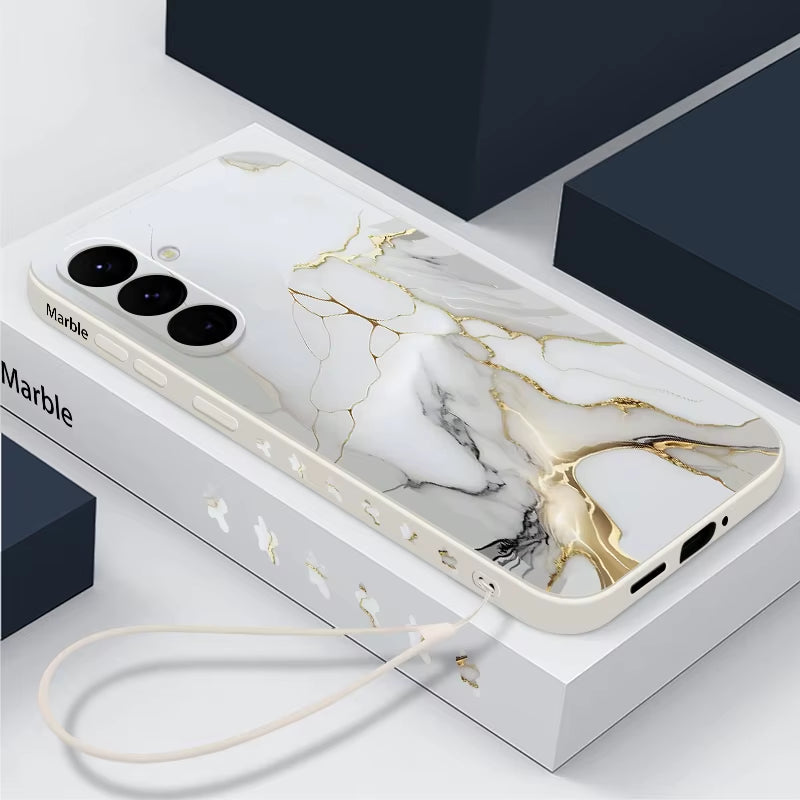 Marble Pattern Protective Case with Lanyard for Samsung Galaxy S Series and A Series Models