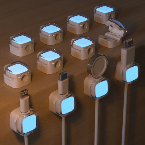 12Pcs Magnetic Glow in the Dark Cable Organizer, Night Glow Desktop Phone Charging Cable Plug, Hook, Cable Collection and Storag