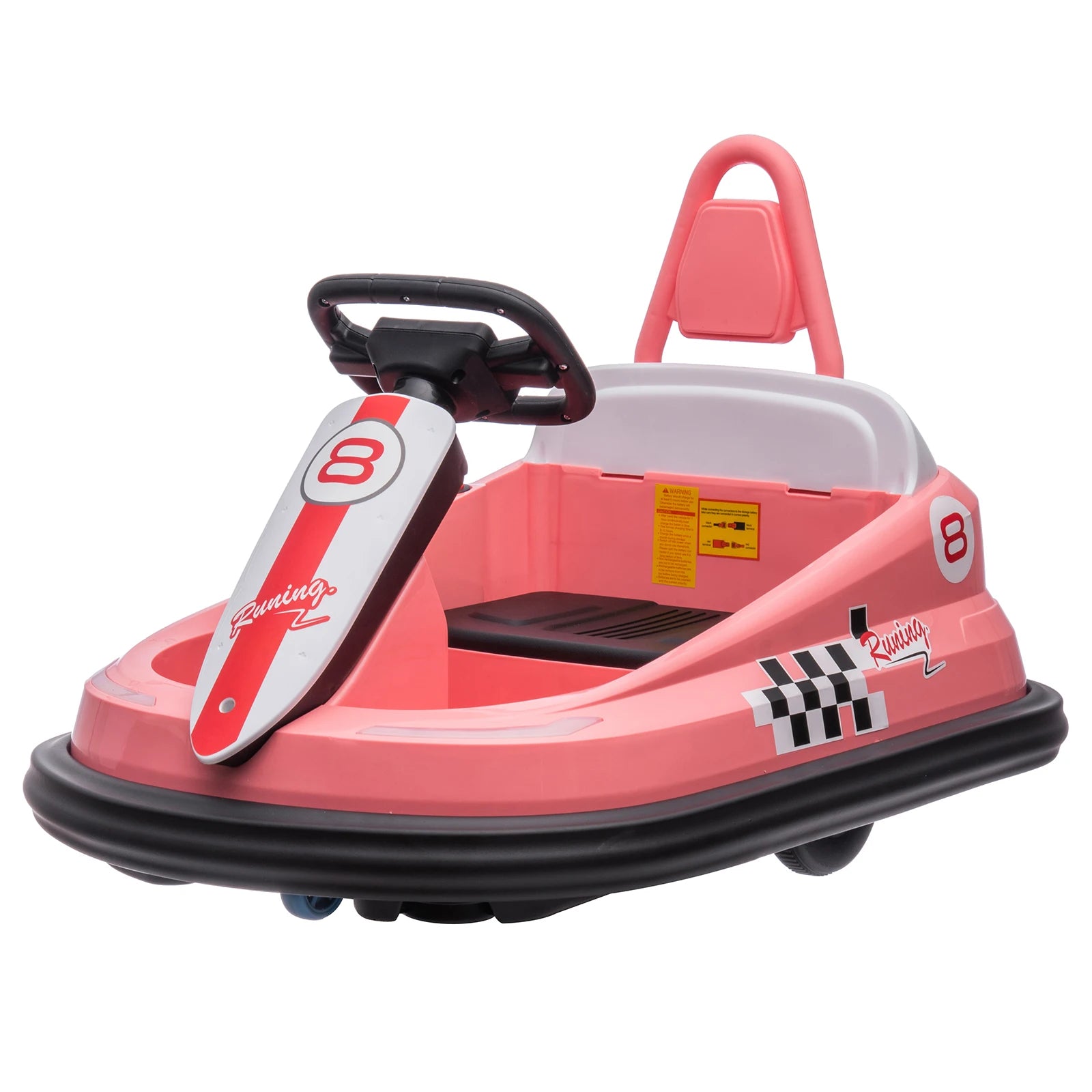 Kids Electric Bumper Car 6V Ride-On Toy with 360° Rubber Guard Dual 15W Motors Steering Wheel Control 2-Speed Ride-On Vehicle