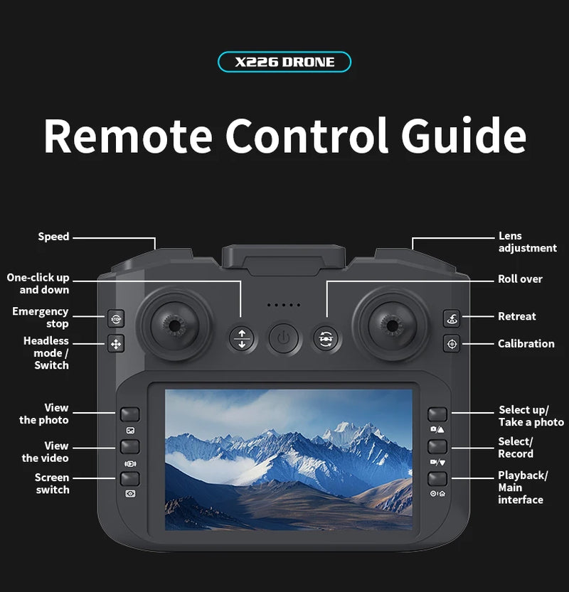 X226/X226VR Mini Drone 4K Professional Remote Control Helicopter Plane RC Dron with Screen Quadcopter Toy Gift for Kids