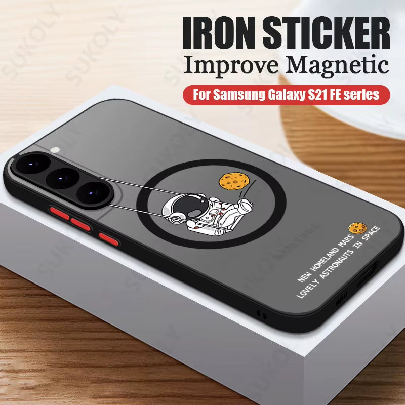 Magnetic for Magsafe Astronaut Case for Samsung Galaxy S23 S22 Ultra S22 plus S21 S20 FE S24 Ultra S26 Hard PC S25 Edge Cover