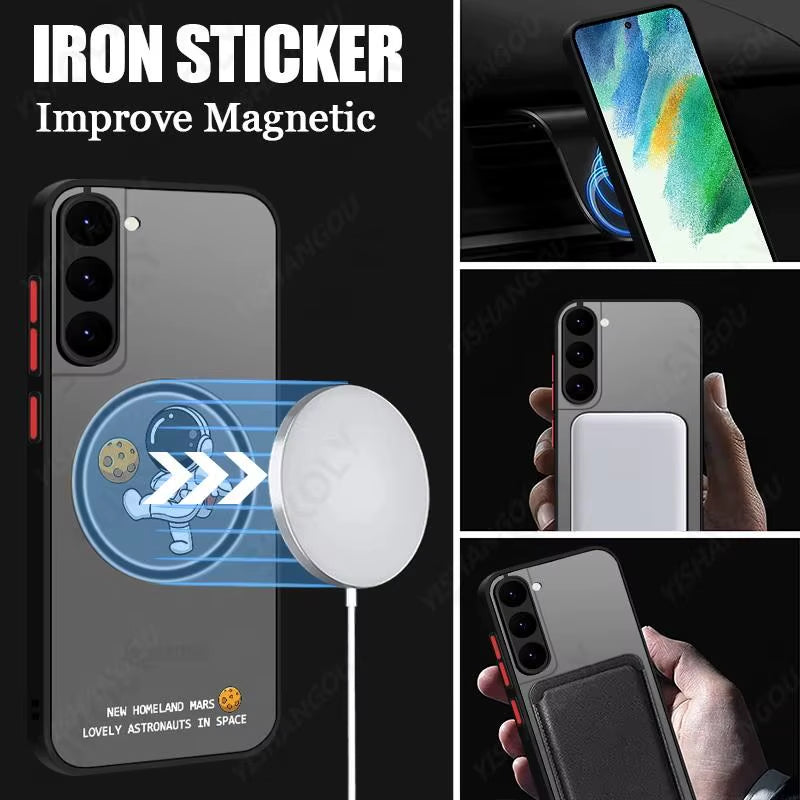 Magnetic for Magsafe Astronaut Case for Samsung Galaxy S23 S22 Ultra S22 plus S21 S20 FE S24 Ultra S26 Hard PC S25 Edge Cover