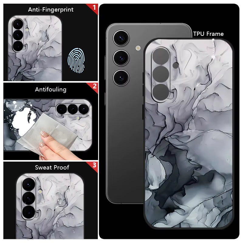 Marble Pattern Protective Case with Lanyard for Samsung Galaxy S Series and A Series Models