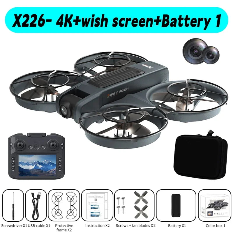 X226/X226VR Mini Drone 4K Professional Remote Control Helicopter Plane RC Dron with Screen Quadcopter Toy Gift for Kids