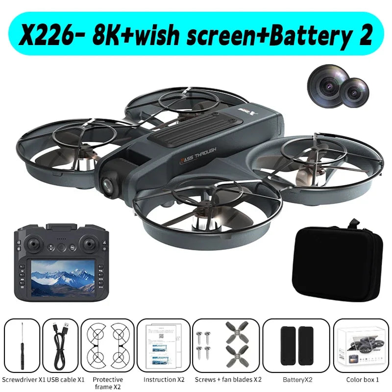 X226/X226VR Mini Drone 4K Professional Remote Control Helicopter Plane RC Dron with Screen Quadcopter Toy Gift for Kids