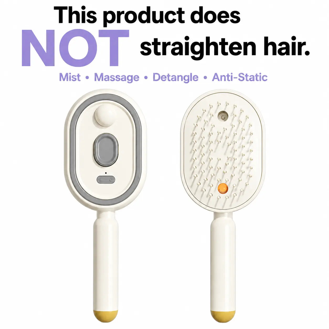【Not Straightened】Electric Spray Air Cushion Massage Comb, Self-Cleaning Anti-Tangle Hair Brush, Anti-Static Volumizing Scalp Massage Brush for Dry Frizzy Hair Care, No Essential Oil Included