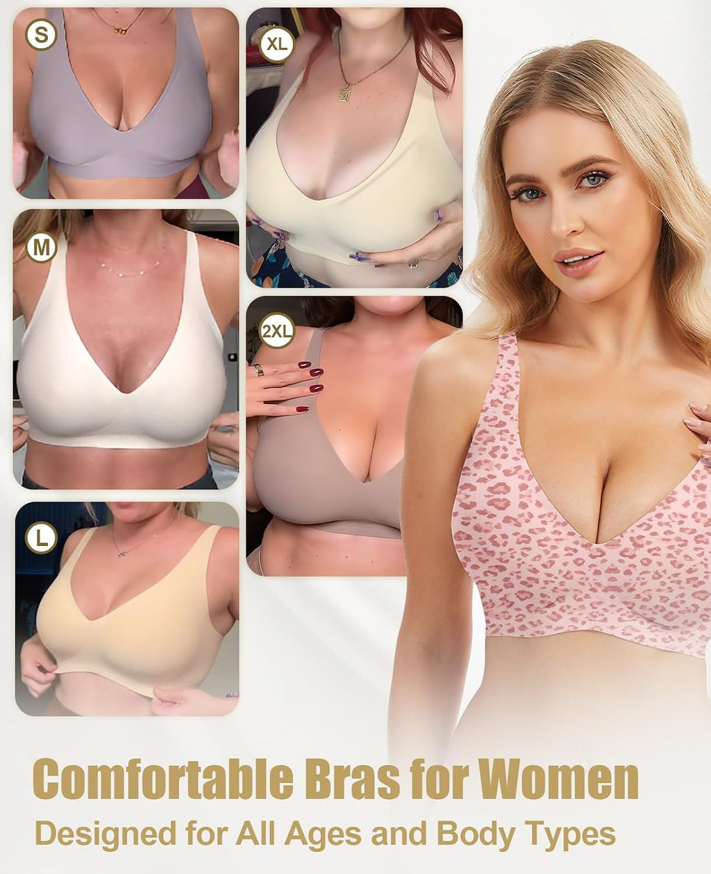Jelly Wireless Bra Deep V Push up Seamless T-Shirt Comfortable Plunge No Underwire Bras with Adjustable Straps Everyday Bras