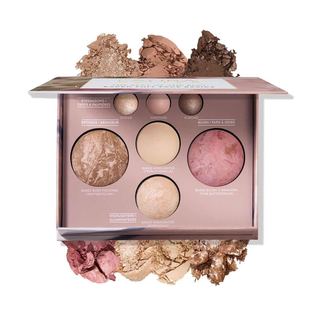 Best of the Best Baked Palette – 7-In-1 Full Face Palette – Bronzer, Blush, 2 Highlighters & 3 Eyeshadows – Crease-Proof, Handmade in Italy – Travel-Friendly