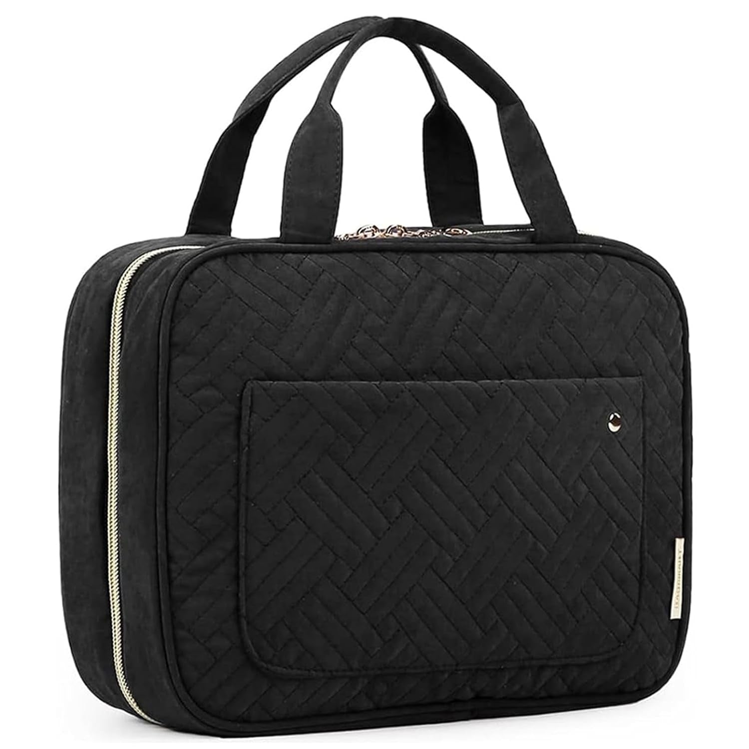 Toiletry Bag Travel Bag with Hanging Hook, Water-Resistant Makeup Cosmetic Bag Travel Organizer for Accessories, Shampoo, Full-Size Container, Toiletries (Black, Medium)