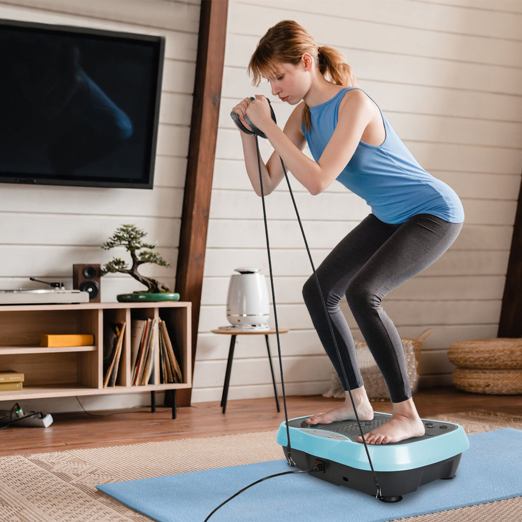 1Pc Vibration Exercise Machine with Resistant Bands for Spring Summer Fitness Remote Control Whole Body Vibration Platform Workout Equipment Home Fitness Training Equipment for Weight Loss Fat Burner