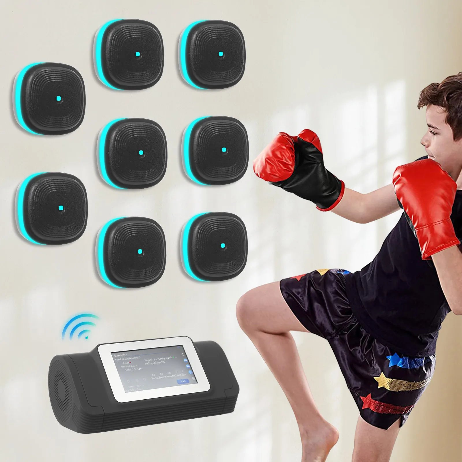 6/8 Music Boxing Machine Split Target Fitness Equipment Bluetooth Wall Target Sandbag Agility Reaction Training for Home