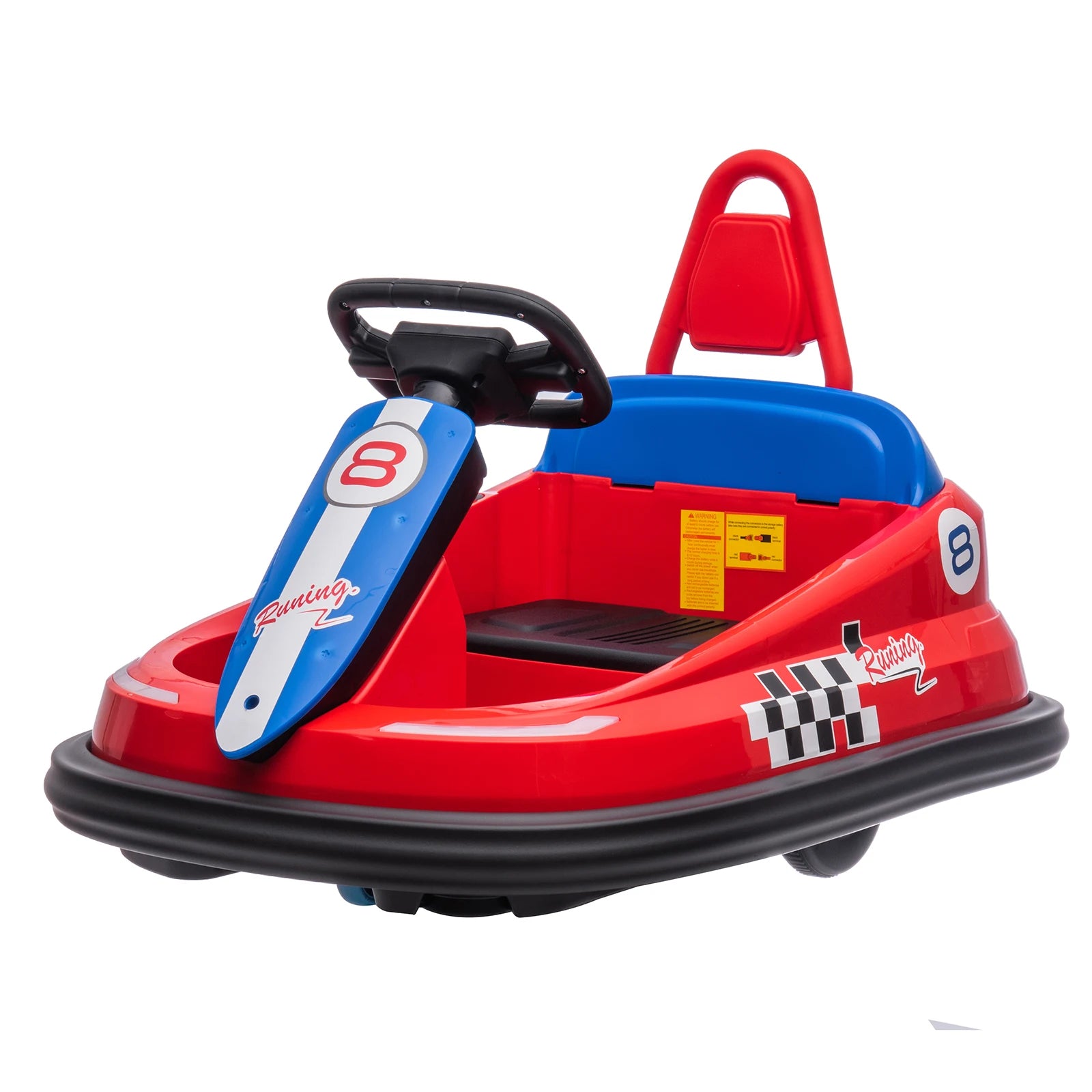 Kids Electric Bumper Car 6V Ride-On Toy with 360° Rubber Guard Dual 15W Motors Steering Wheel Control 2-Speed Ride-On Vehicle