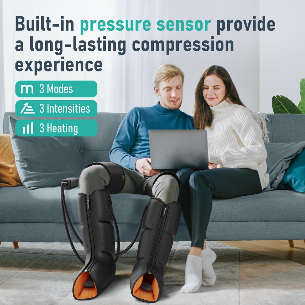 Leg Massager, 3-In-1 Foot Calf & Thigh Massager with Heat and Compression Therapy, Leg Massage Boots for Pain Relief, FSA-HSA Eligible