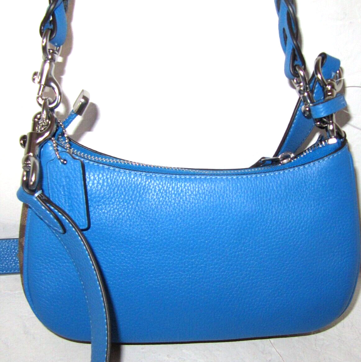 Coach New CJ590 Teri Shoulder Crossbody Bag Khski Signature Canvas Racer Blue