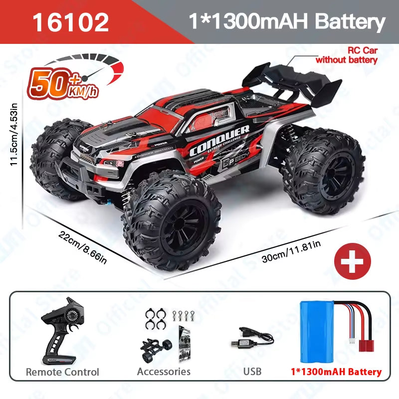 1:16 70KM/H or 50KM/H 4WD RC Car with LED Remote Control Cars High Speed Drift Monster Truck for Kids Vs Wltoys 144001 Toys