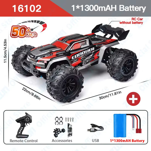 1:16 70KM/H or 50KM/H 4WD RC Car with LED Remote Control Cars High Speed Drift Monster Truck for Kids Vs Wltoys 144001 Toys