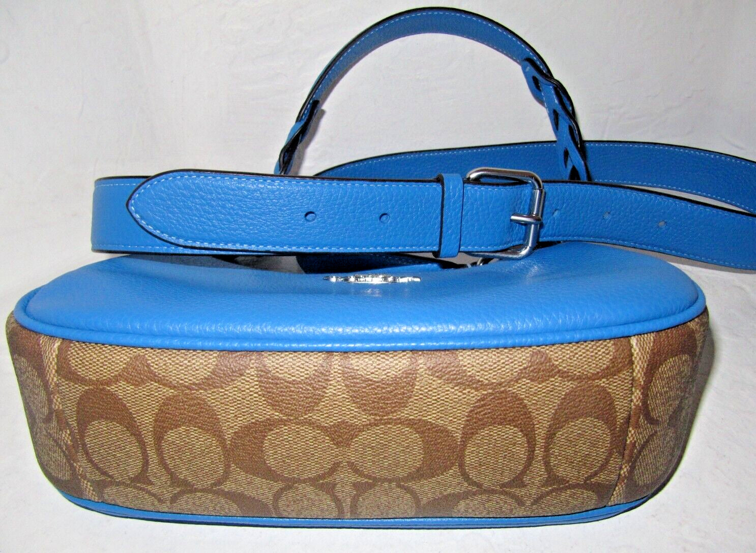 Coach New CJ590 Teri Shoulder Crossbody Bag Khski Signature Canvas Racer Blue
