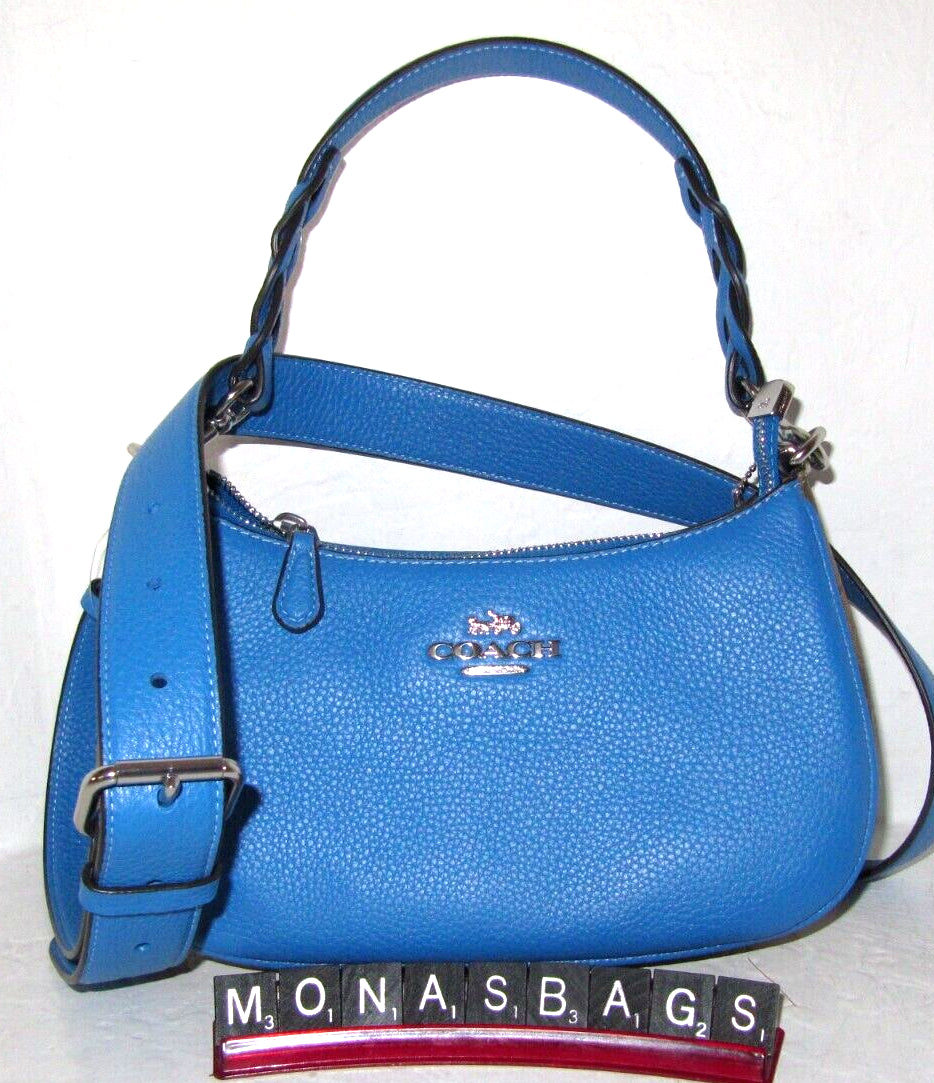 Coach New CJ590 Teri Shoulder Crossbody Bag Khski Signature Canvas Racer Blue