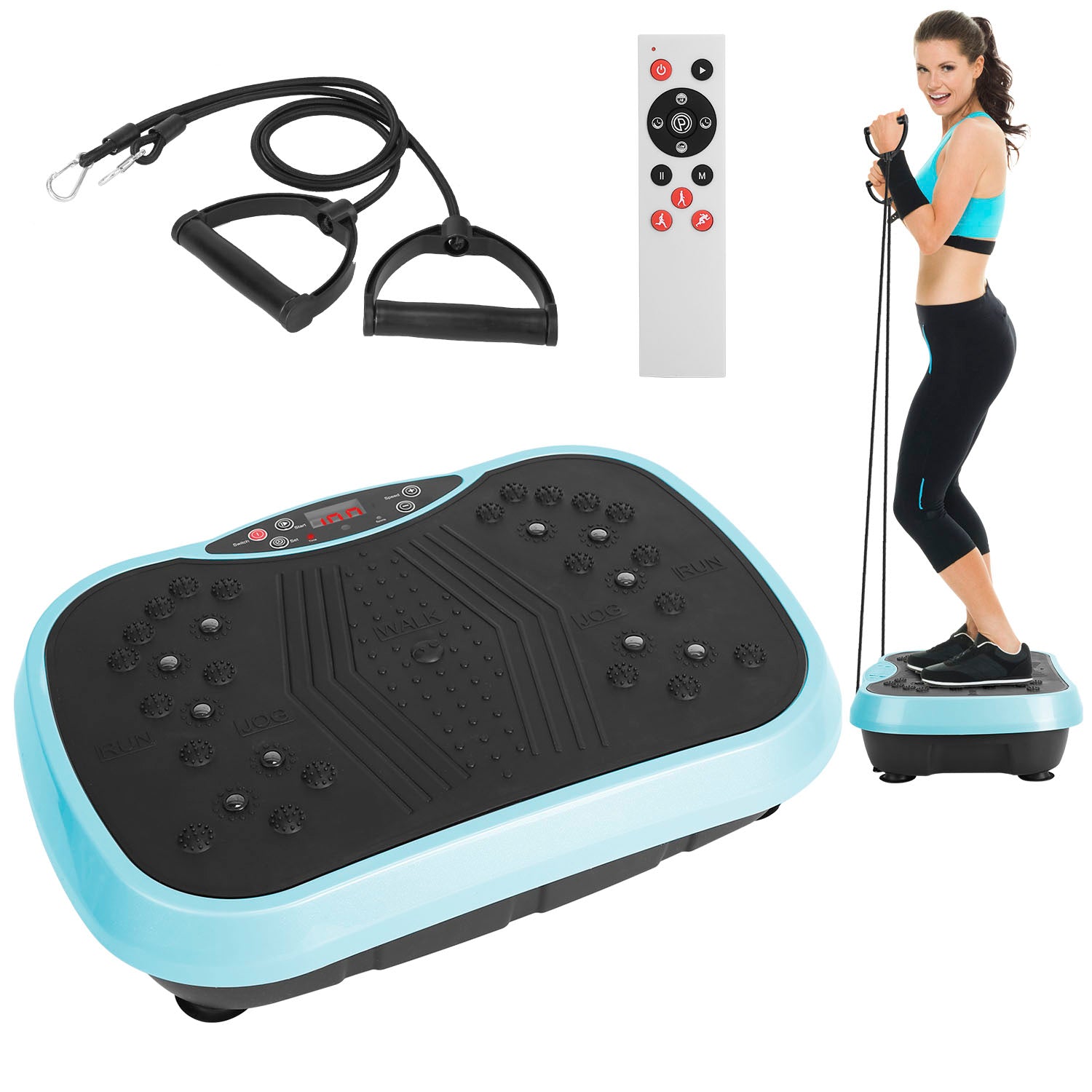 1Pc Vibration Exercise Machine with Resistant Bands for Spring Summer Fitness Remote Control Whole Body Vibration Platform Workout Equipment Home Fitness Training Equipment for Weight Loss Fat Burner