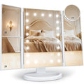 Makeup Mirror, Vanity Mirror with Lights, 2X/3X/10X Magnification, Touch Control, Trifold, Dual Power Supply, Birthday Gifts for Women, Wife, Mom, Girls,Dorm Room Essentials