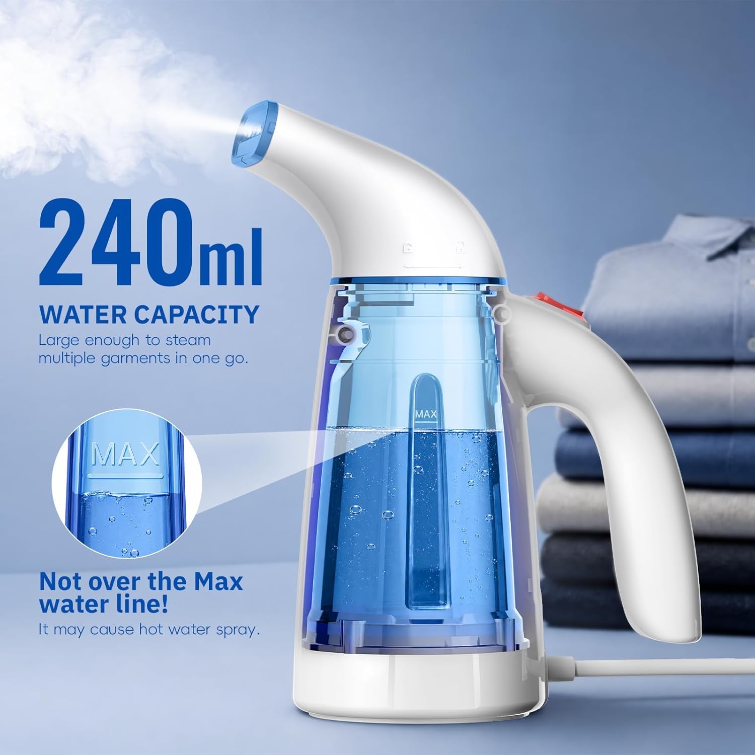 Steamer for Clothes, Handheld Clothing Steamer for Garment, 240Ml Big Capacity 700W Portable Travel Steam Iron (Only for 120V)