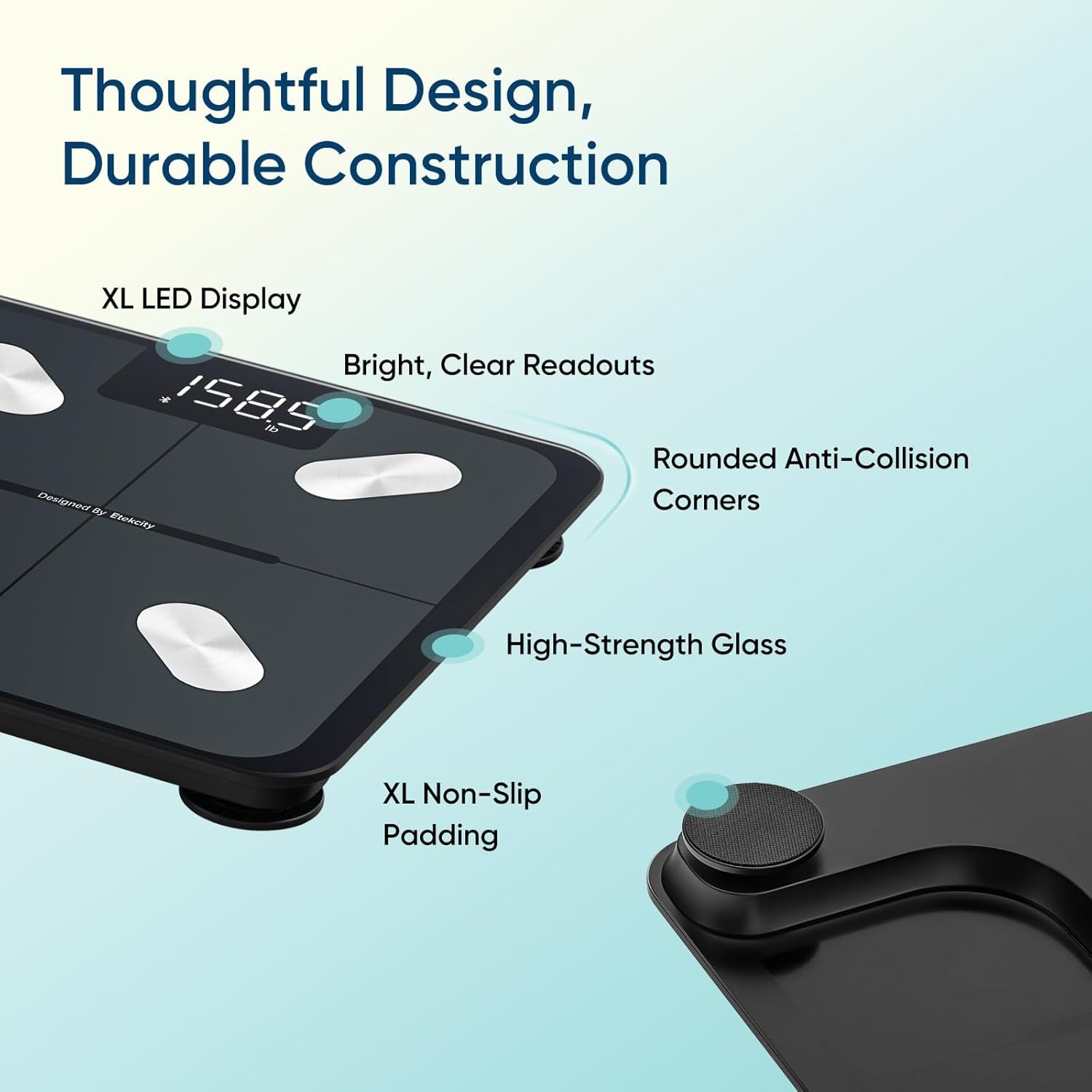 Smart Scale for Body Weight, FSA&HSA Eligible, Bathroom Digital Weighing Scale with BMI, Body Fat, Muscle Mass, Accurate Bluetooth Home User Health Equipment Sync Apps, LED, Tempered Glass