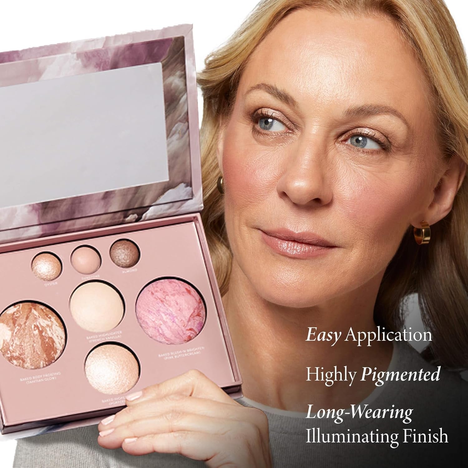 Best of the Best Baked Palette – 7-In-1 Full Face Palette – Bronzer, Blush, 2 Highlighters & 3 Eyeshadows – Crease-Proof, Handmade in Italy – Travel-Friendly