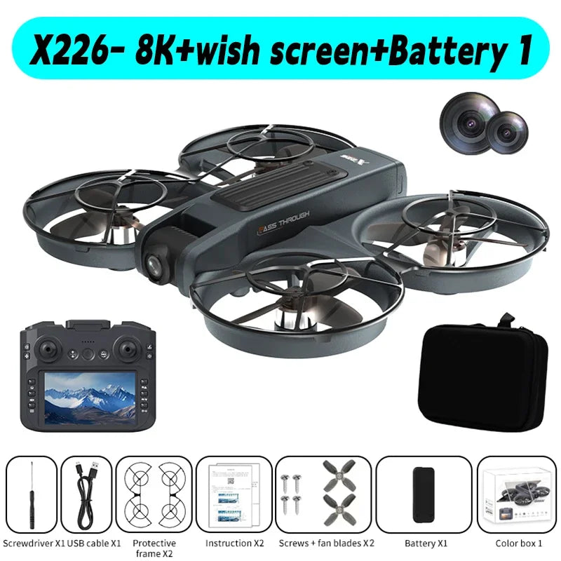 X226/X226VR Mini Drone 4K Professional Remote Control Helicopter Plane RC Dron with Screen Quadcopter Toy Gift for Kids