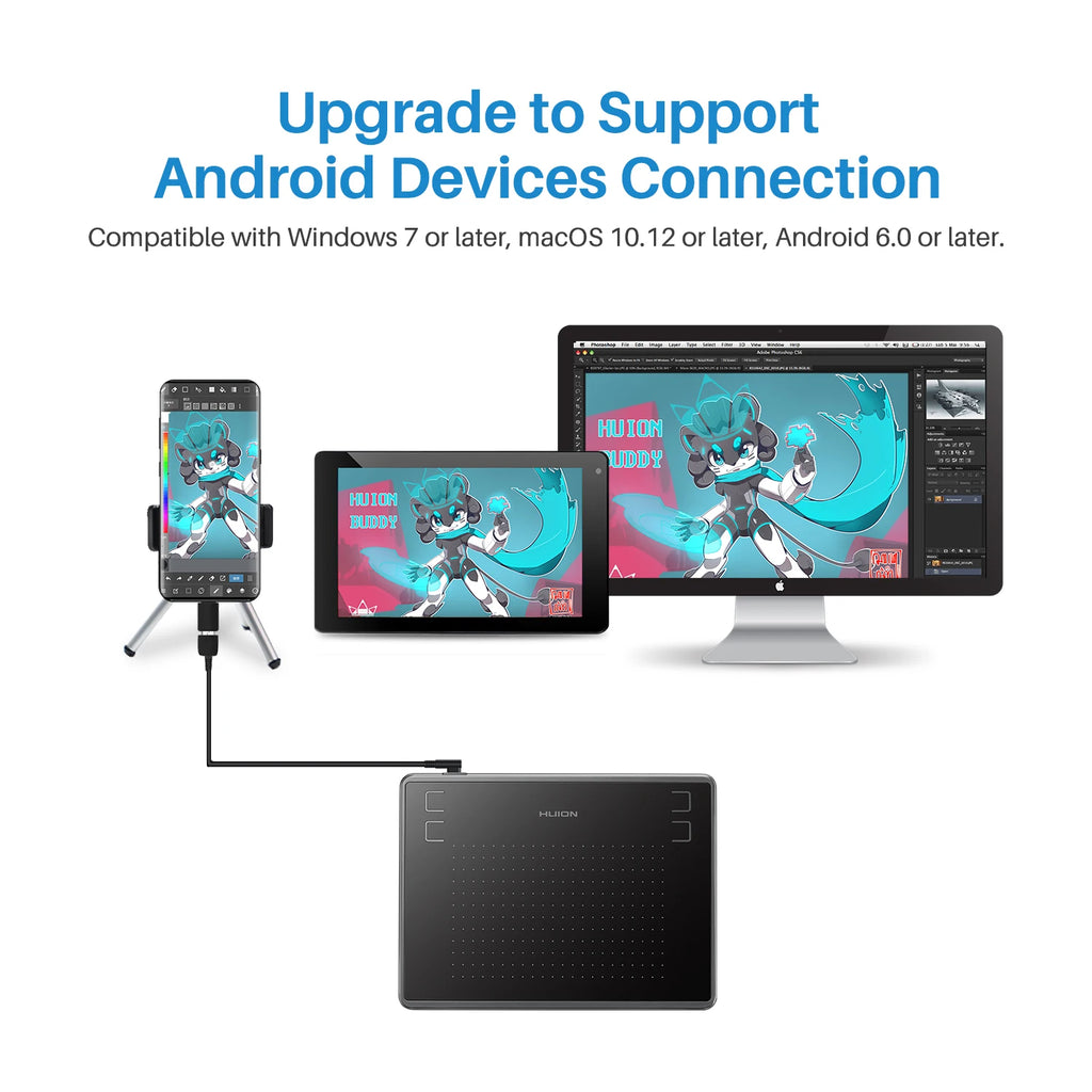H430P Digital Tablets Micro USB Signature Graphics Drawing Pen Tablet OSU Game Battery-Free Tablet Android Mac Windows