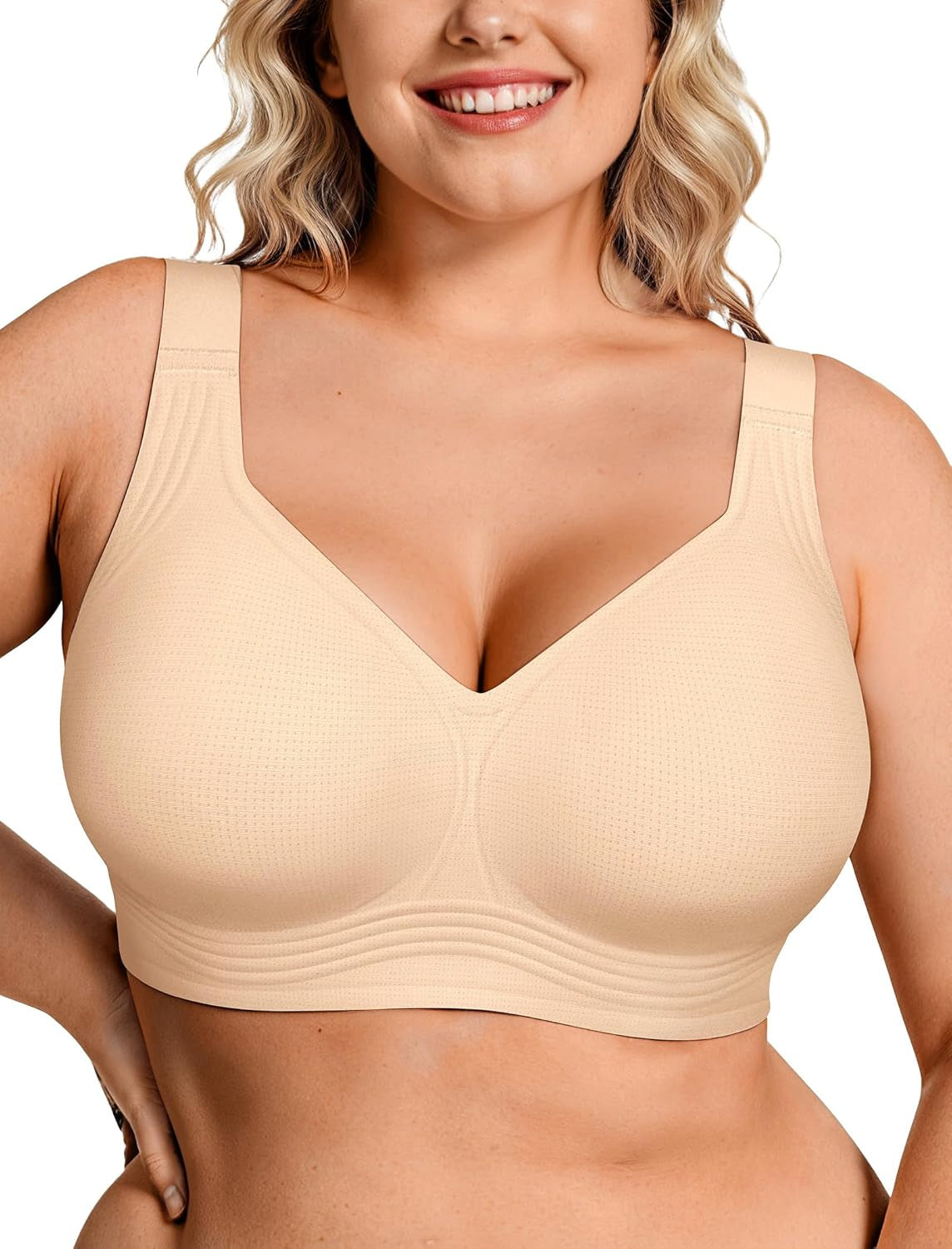 OEAK Womens Wireless Jelly Bra plus Size Supportive Seamless Bras Full Coverage Push up Comfortable No Underwire Tshirt Bras
