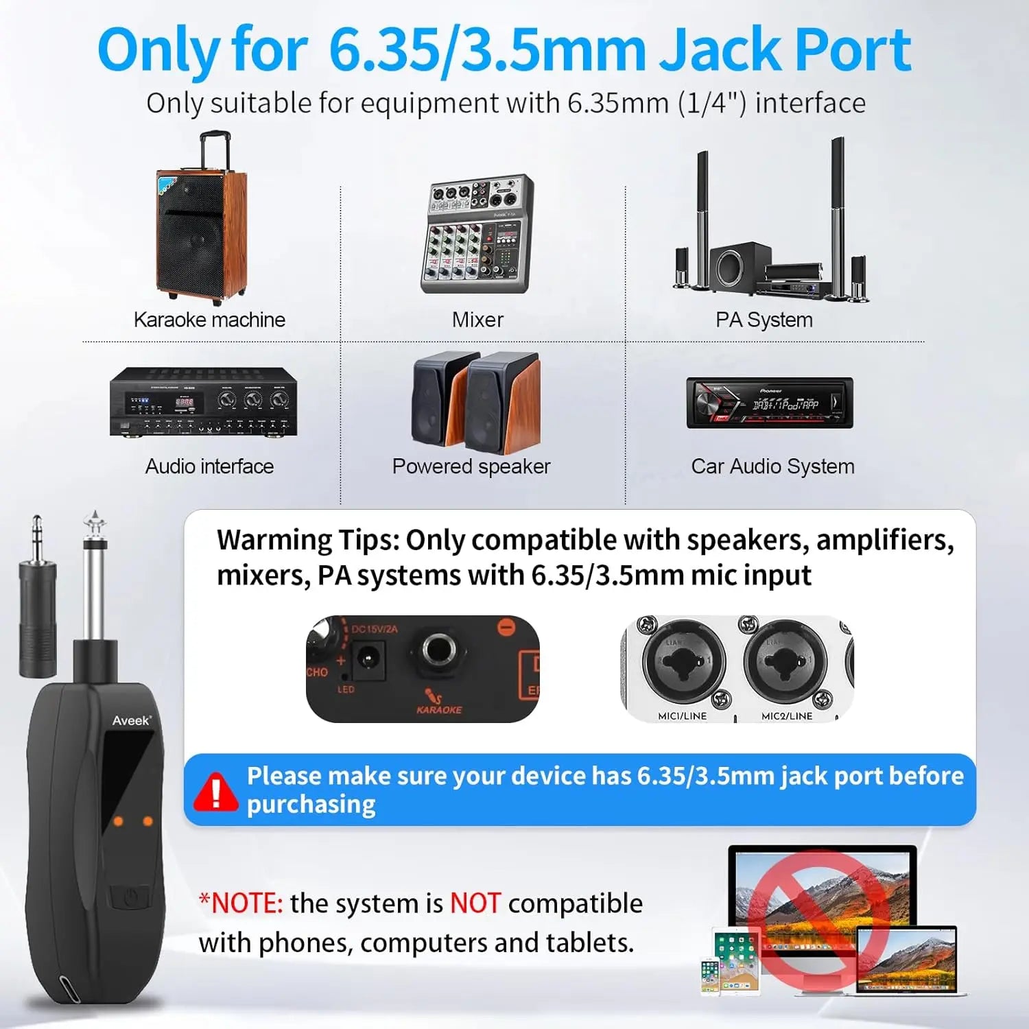 Wireless Microphones Rechargeable,  Karaoke Handheld Microphone with Receiver,Microphones for Singing,Karaoke Machines,Dj