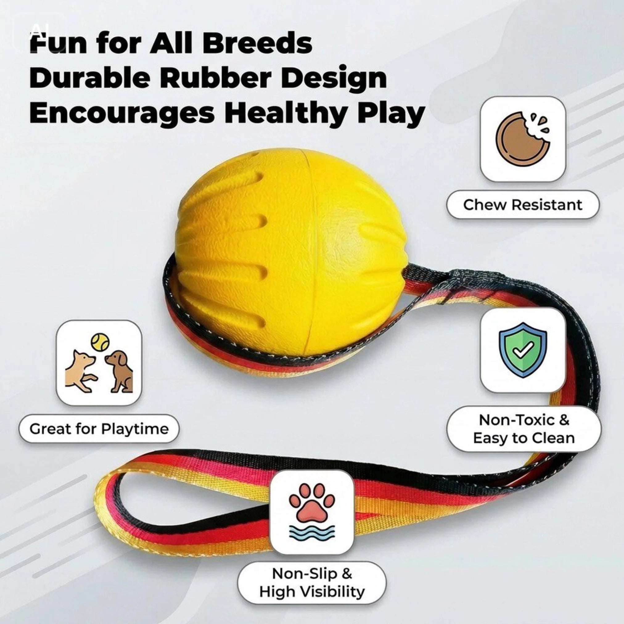 EVA Dog Rope - Attached Chew Resistant Ball, Interactive Tug - of - War Training Toy for Pets