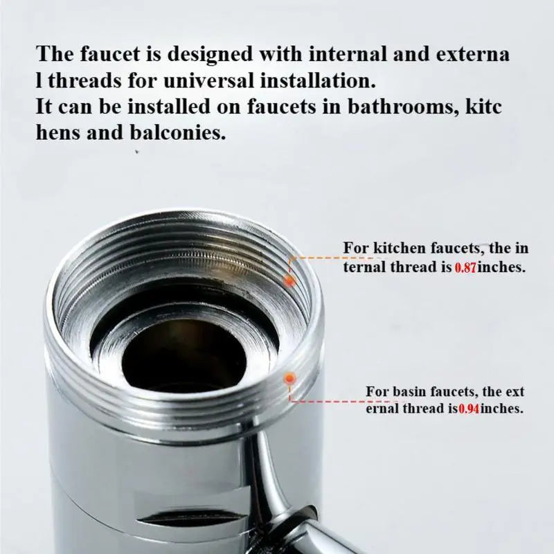 1440° Rotatable Faucet Aerator Extension for Toddlers, Dual Sprayer Mode Bathroom & Kitchen Faucet Attachment, Tap Head Replacement for Smart Face Washing