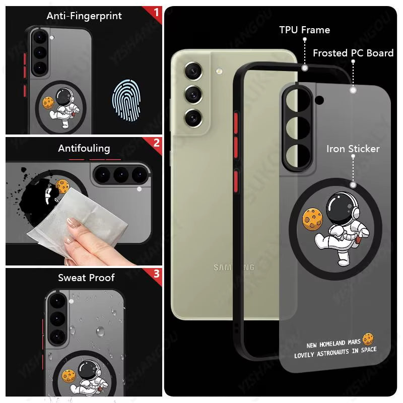 Magnetic for Magsafe Astronaut Case for Samsung Galaxy S23 S22 Ultra S22 plus S21 S20 FE S24 Ultra S26 Hard PC S25 Edge Cover