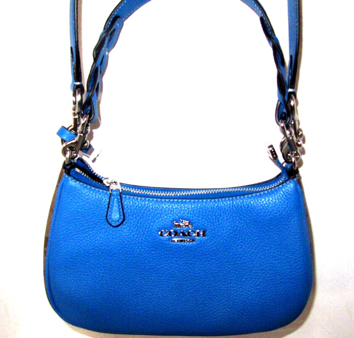 Coach New CJ590 Teri Shoulder Crossbody Bag Khski Signature Canvas Racer Blue