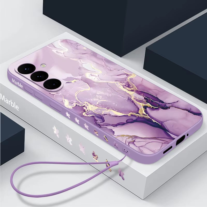 Marble Pattern Protective Case with Lanyard for Samsung Galaxy S Series and A Series Models