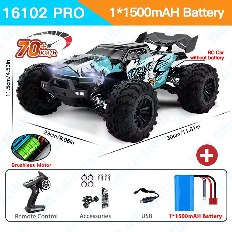 1:16 70KM/H or 50KM/H 4WD RC Car with LED Remote Control Cars High Speed Drift Monster Truck for Kids Vs Wltoys 144001 Toys