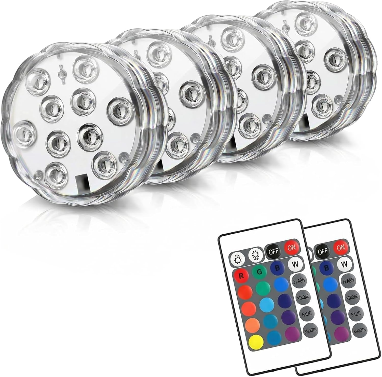 Submersible LED Lights with Remote, 16 Colors 4 Modes Battery Powered Waterproof LED Pool Lights for Inground Pool above Ground Pool Bathtub Decoration (4 Packs)