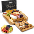 Charcuterie Large Bamboo Cheese Board Set for Serving - House Warming Gifts for New Home, Wedding, Bridal Shower & Birthday, for Women