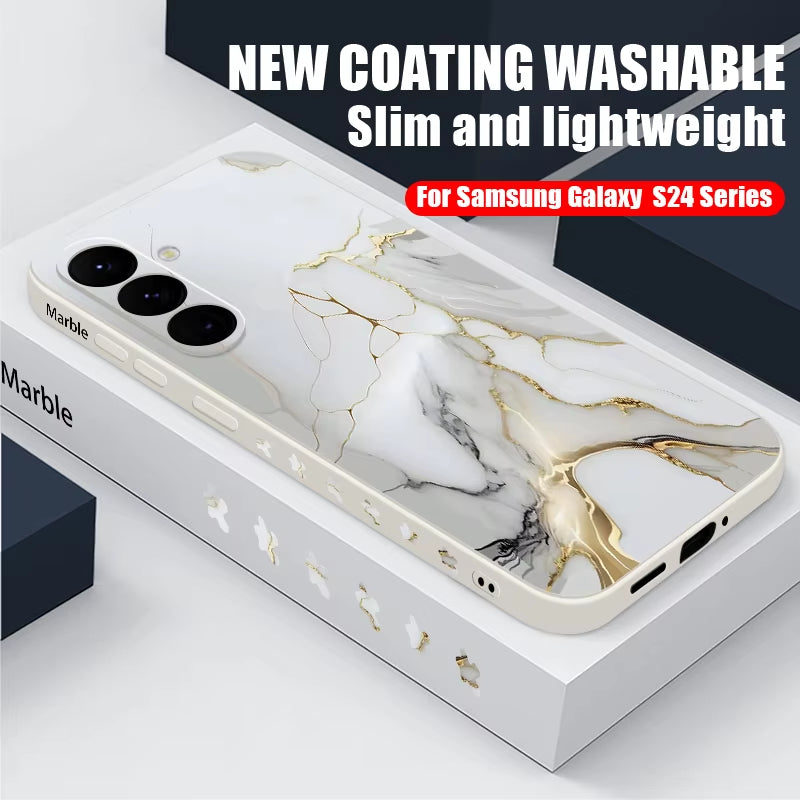 Marble Pattern Protective Case with Lanyard for Samsung Galaxy S Series and A Series Models