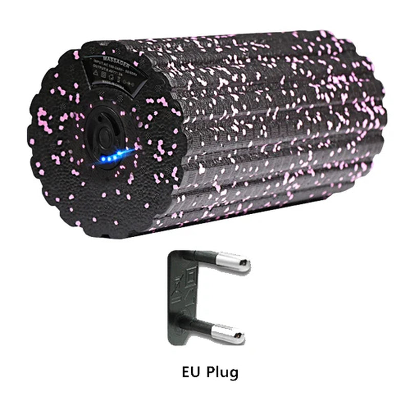 4-Speed Vibrating Electric Yoga Massage Foam Fitness Roller Backrest Leg Adjustment Massager for Muscle Recovery Relaxation