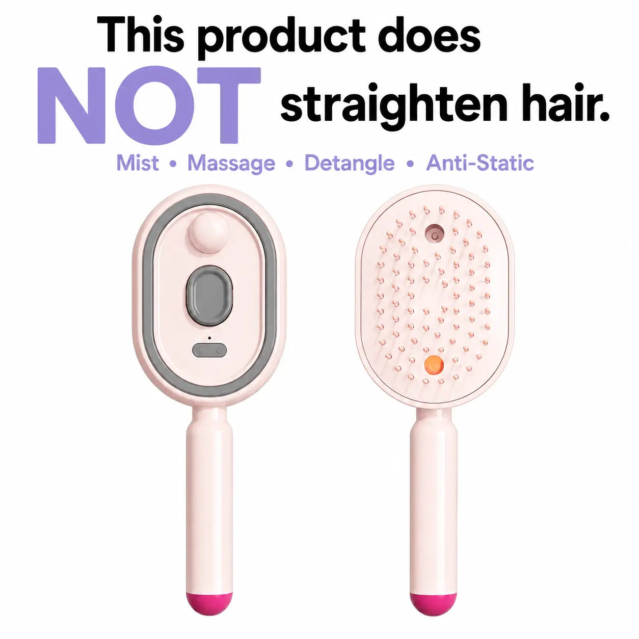 【Not Straightened】Electric Spray Air Cushion Massage Comb, Self-Cleaning Anti-Tangle Hair Brush, Anti-Static Volumizing Scalp Massage Brush for Dry Frizzy Hair Care, No Essential Oil Included
