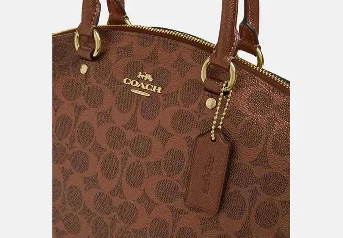 Coach Brown/Copper Sadie Metallic Signature Canvas Satchel Bag (CCM71) - NWT