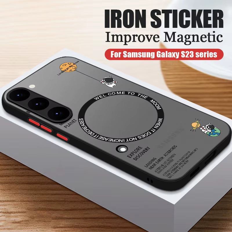 Magnetic for Magsafe Astronaut Case for Samsung Galaxy S23 S22 Ultra S22 plus S21 S20 FE S24 Ultra S26 Hard PC S25 Edge Cover