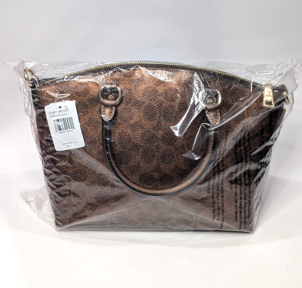Coach Brown/Copper Sadie Metallic Signature Canvas Satchel Bag (CCM71) - NWT