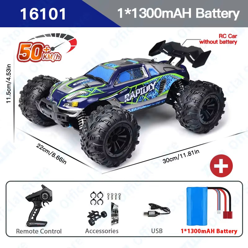 1:16 70KM/H or 50KM/H 4WD RC Car with LED Remote Control Cars High Speed Drift Monster Truck for Kids Vs Wltoys 144001 Toys