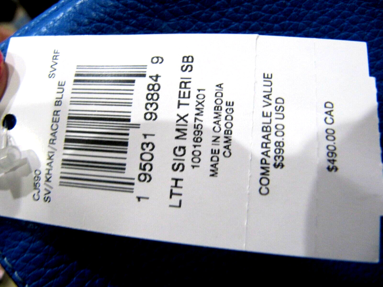 Coach New CJ590 Teri Shoulder Crossbody Bag Khski Signature Canvas Racer Blue