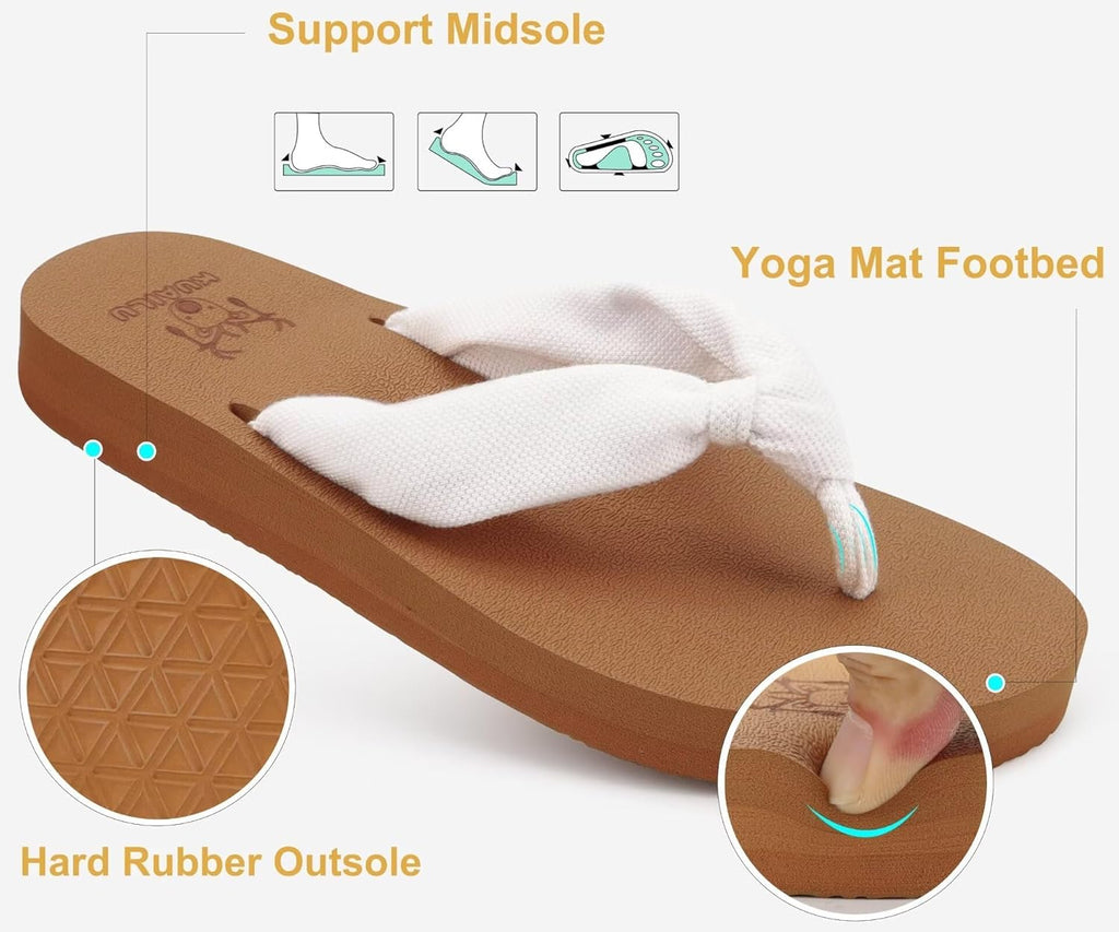 Flip Flops for Women with Arch Support Yoga Mat Comfortable Summer Beach Walking Thong Cushion Sandals Slip on Indoor Outdoor